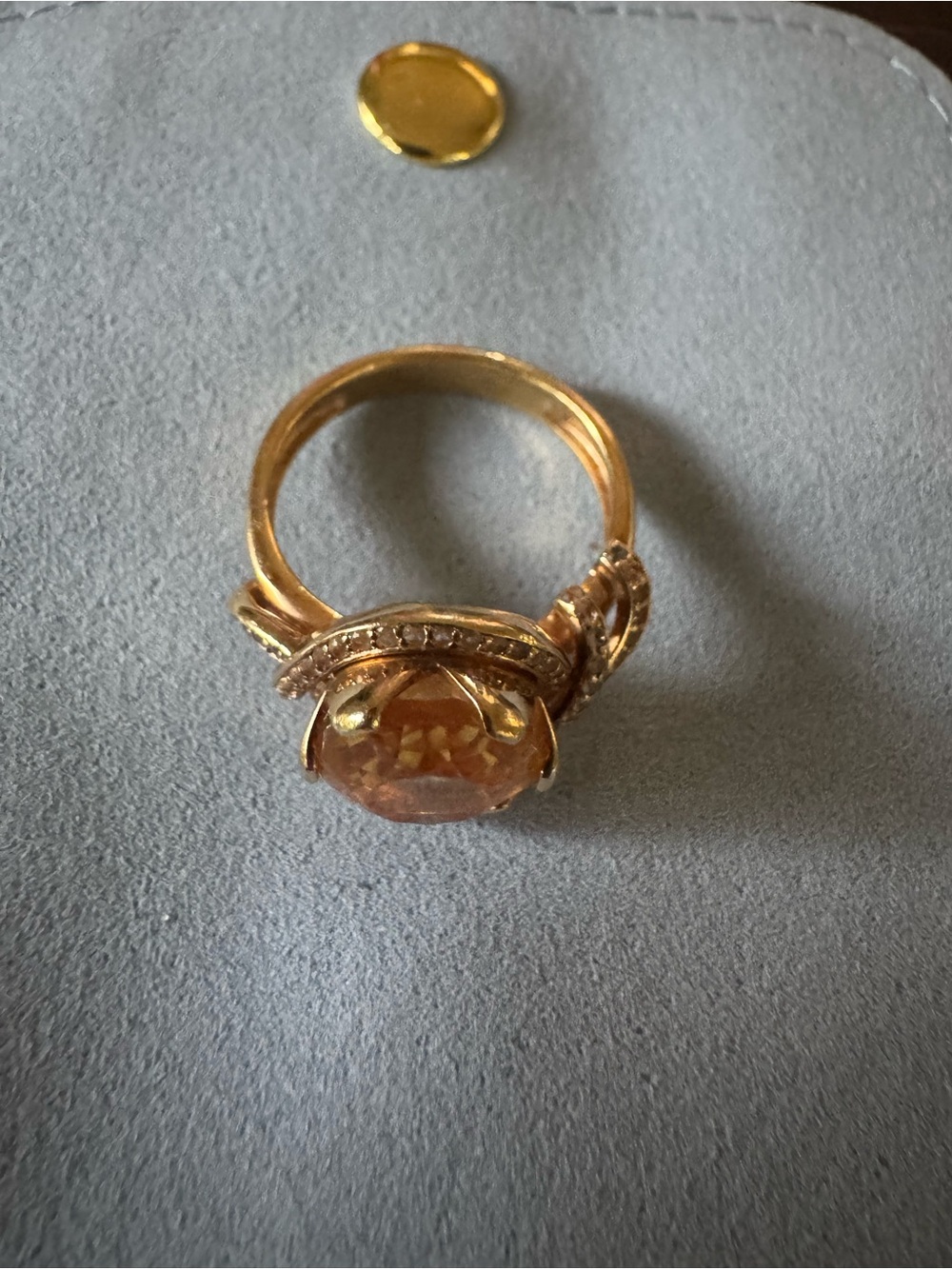 14K Gold Vermeil 925 Silver Citrine Solitaire Twisted Bypass Accent Ring Sz 6.5